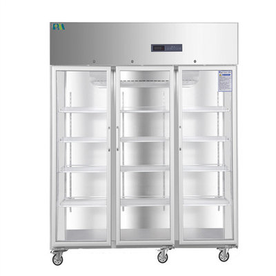 Τρία ιατρικό ψυγείο φαρμακείων ικανότητας πορτών 1500L γυαλιού για το ιατρικό κατάστημα